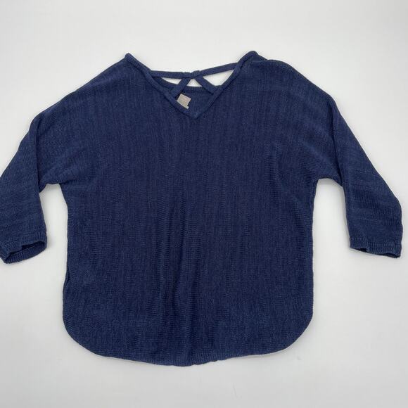 CHICOS Womens Knit Shirt Size 1 / US M Knit Crossback Pullover Top 3/4 Sleeve - Picture 2 of 7